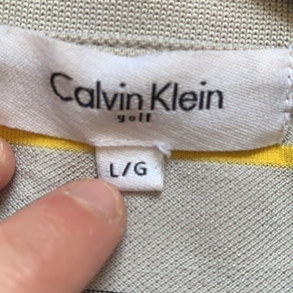 Calvin Klein Golf grey and yellow stripe polo top - Picture 5 of 10
